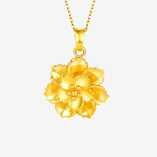 24K Gold Fragrant Peony Necklace Pendant