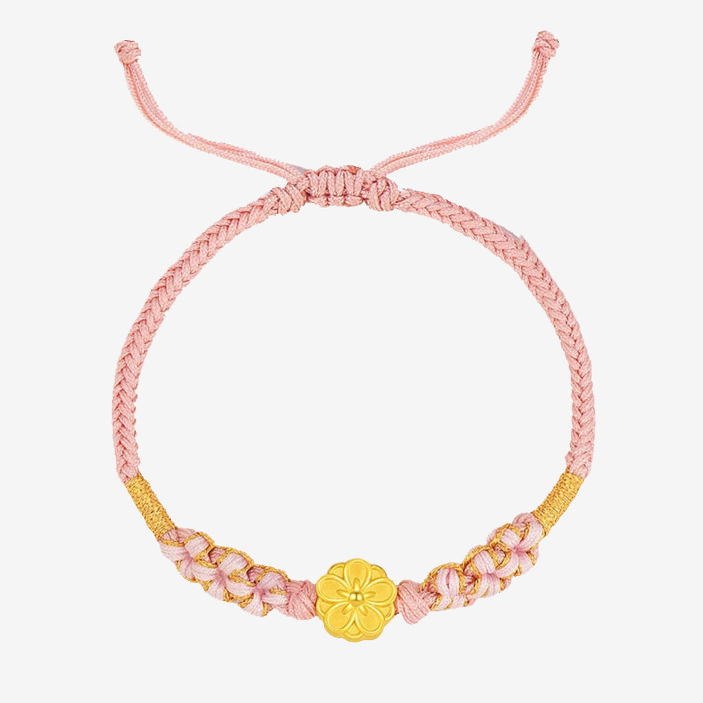 24K Gold Peach Blossom Charm Bracelet