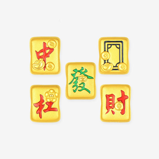 24K Gold Blessing Mahjong Majiang Charm