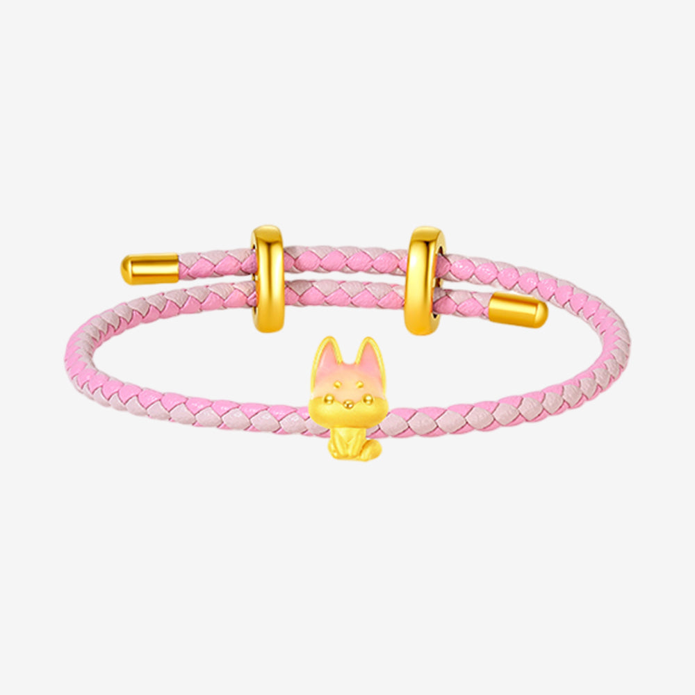 First · Cute Pet Series 24K Gold Enamel Fox Lucky Color Charm DIY Bracelet Necklace
