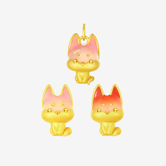 24K Gold Cartoon Little Fox Jelly Enamel Charm