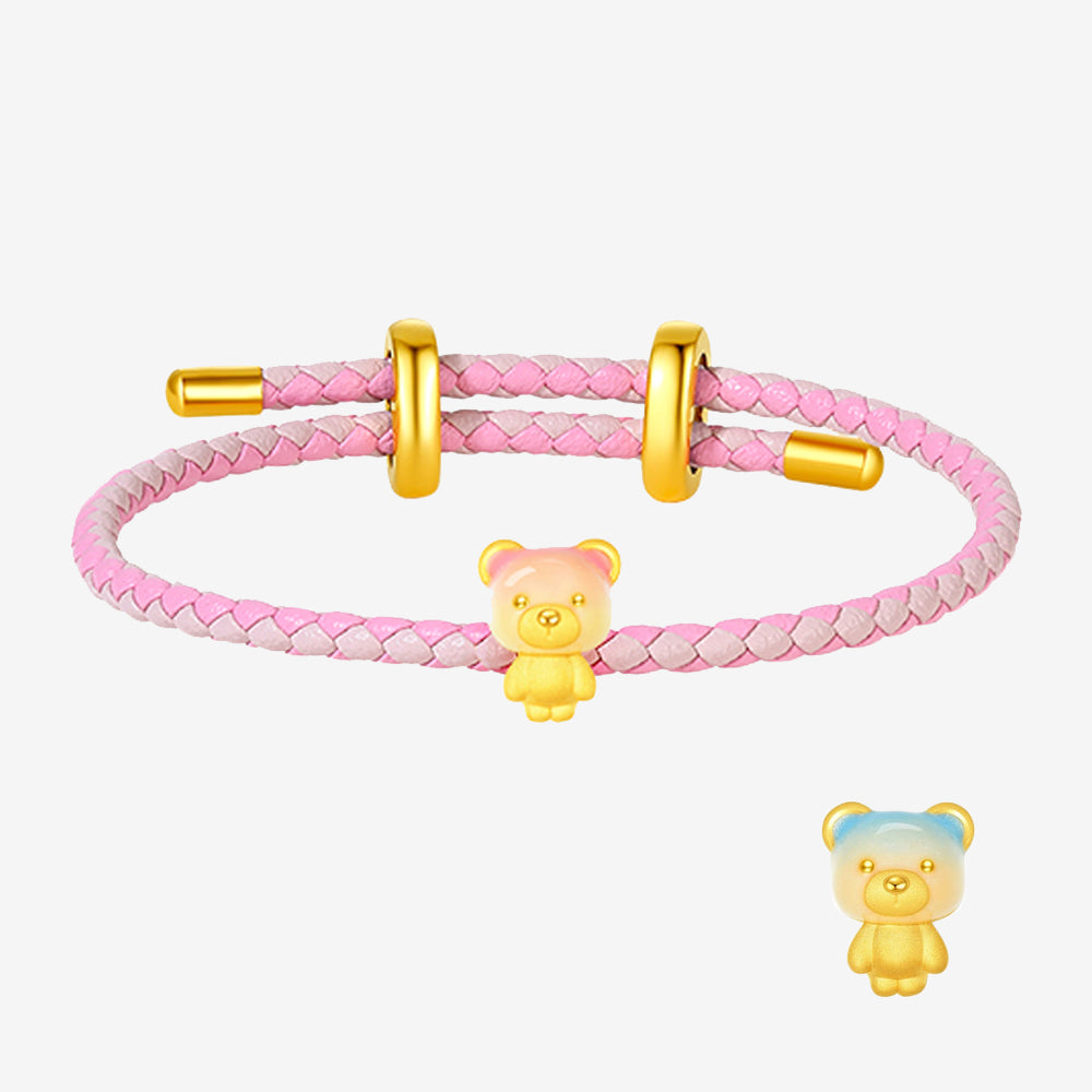 First · Cute Pet Series 24K Gold Enamel Ice Cream Bear Charm