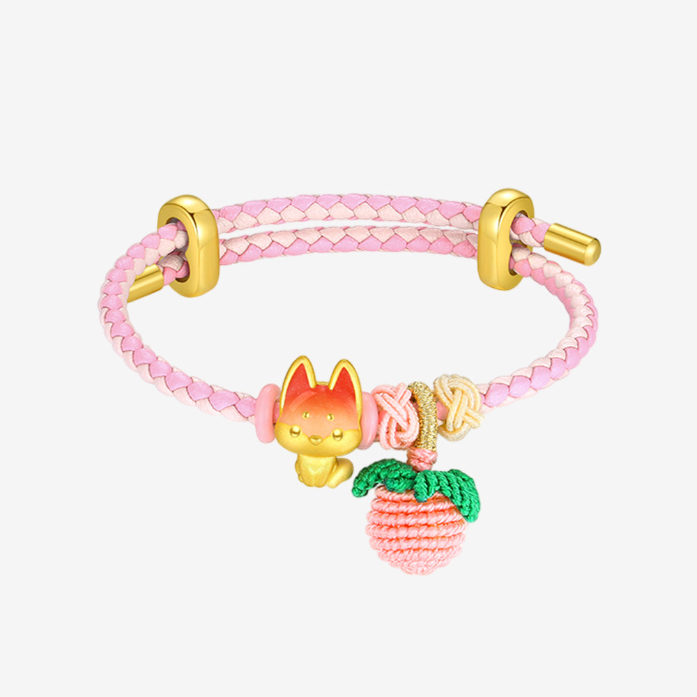 First · Cute Pet Series 24K Gold Enamel Fox Lucky Color Charm DIY Bracelet Necklace