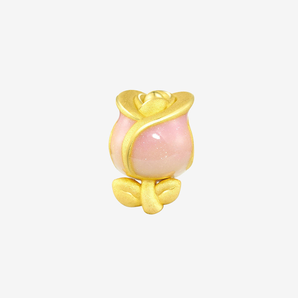 First Series 24K Gold Enamel Romantic Rose Charm