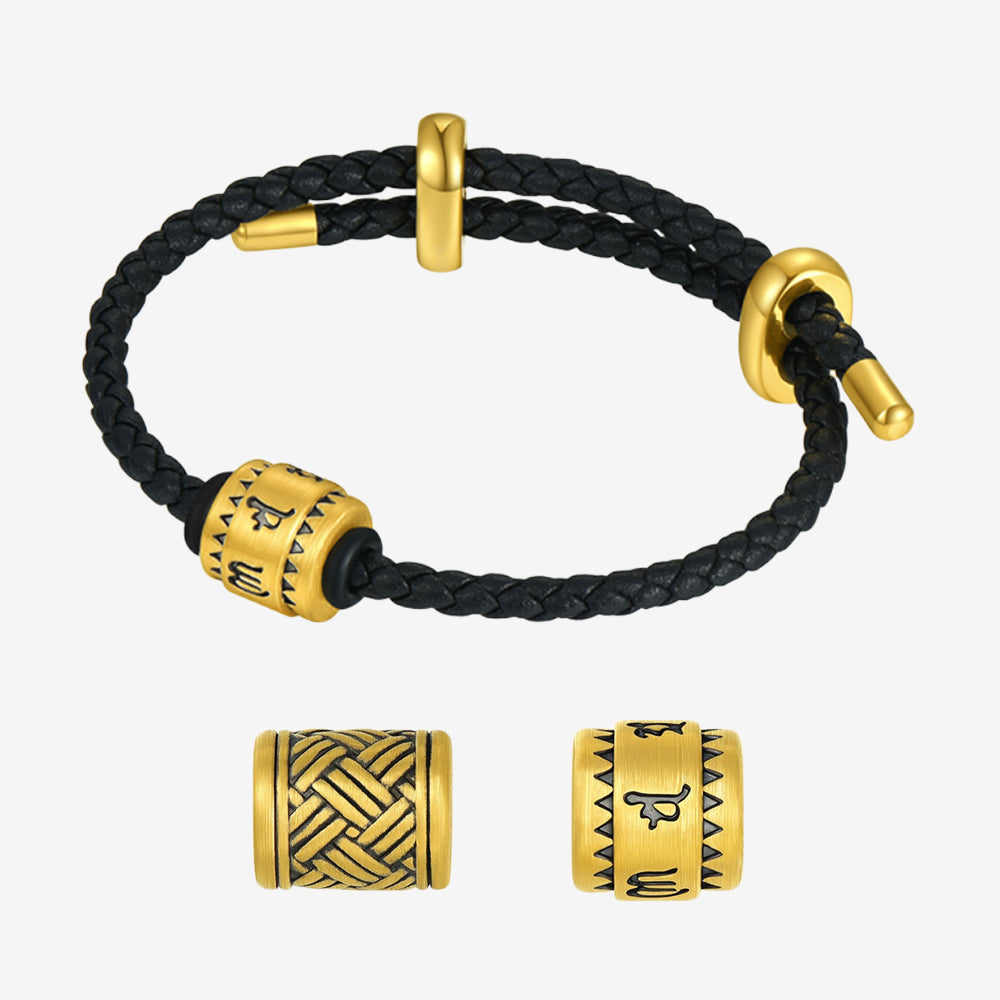 24K Gold Six-Syllable Mantra Men's Charm Set