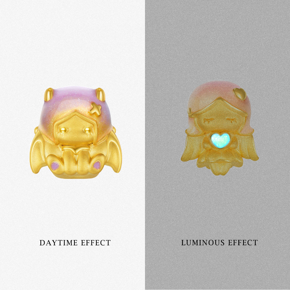 First Series 24K Gold Luminous Enamel God and Evil Charm Set