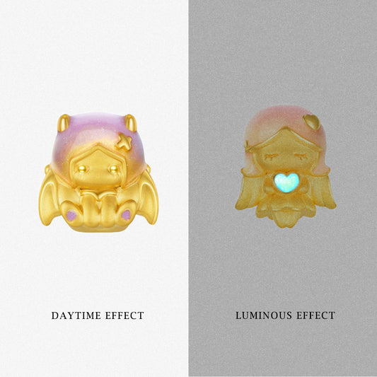 First Series 24K Gold Luminous Enamel God and Evil Charm Set