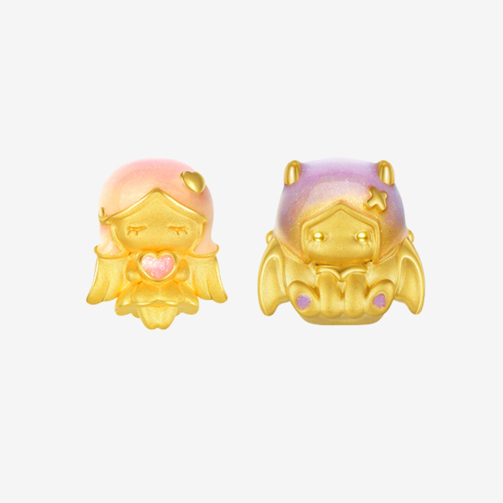 First Series 24K Gold Luminous Enamel God and Evil Charm Set