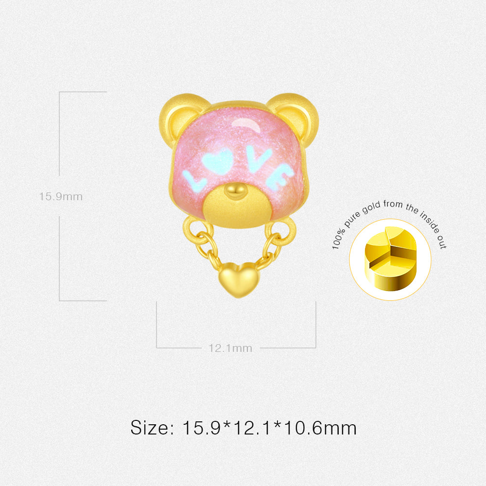 First Series 24K Gold Secret Words Luminous Enamel Sweet Bear Charm