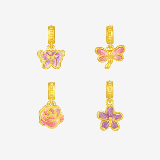 First Series 24K Gold Luminous Enamel Dream Garden Charm Set