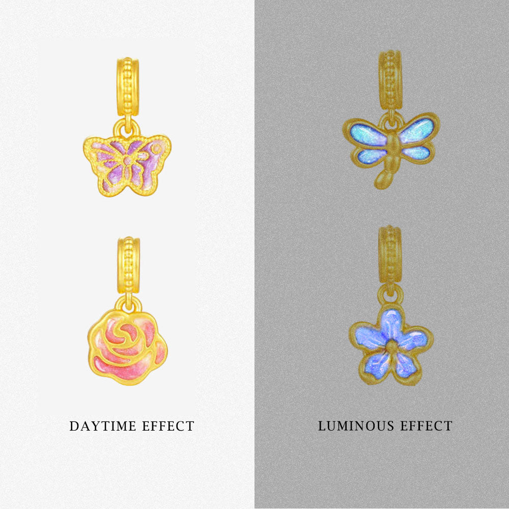 First Series 24K Gold Luminous Enamel Dream Garden Charm Set