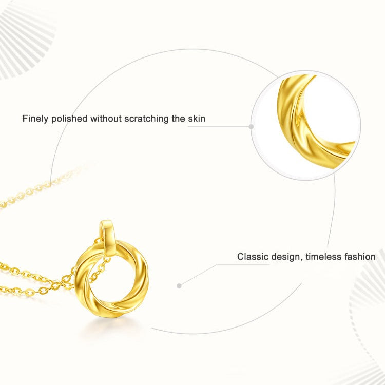 24K Gold 2 Circular Interlocking Mobius Necklace