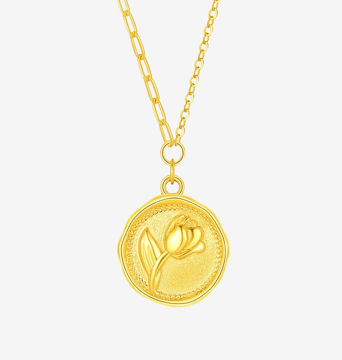 24K Gold Rose Paper Clip O-chain Necklace