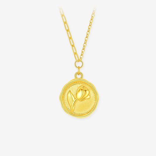 24K Gold Rose Paper Clip O-chain Necklace