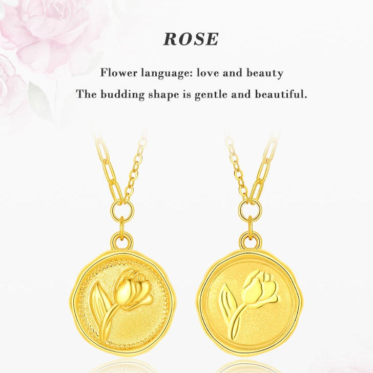 24K Gold Rose Paper Clip O-chain Necklace