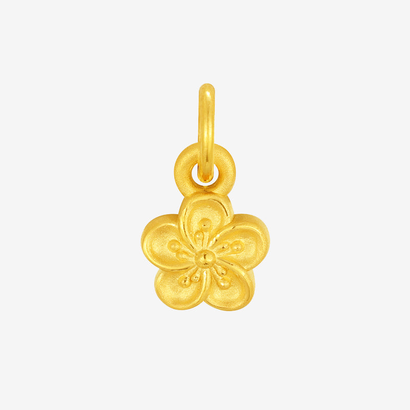 24K Gold Little Peach Blossom Flower Dangle Charm