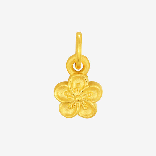 24K Gold Little Peach Blossom Flower Dangle Charm