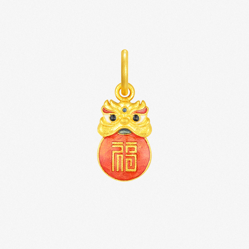 Wonderful Equation Series 24K Gold Peace and Happiness Lion Dance Charm