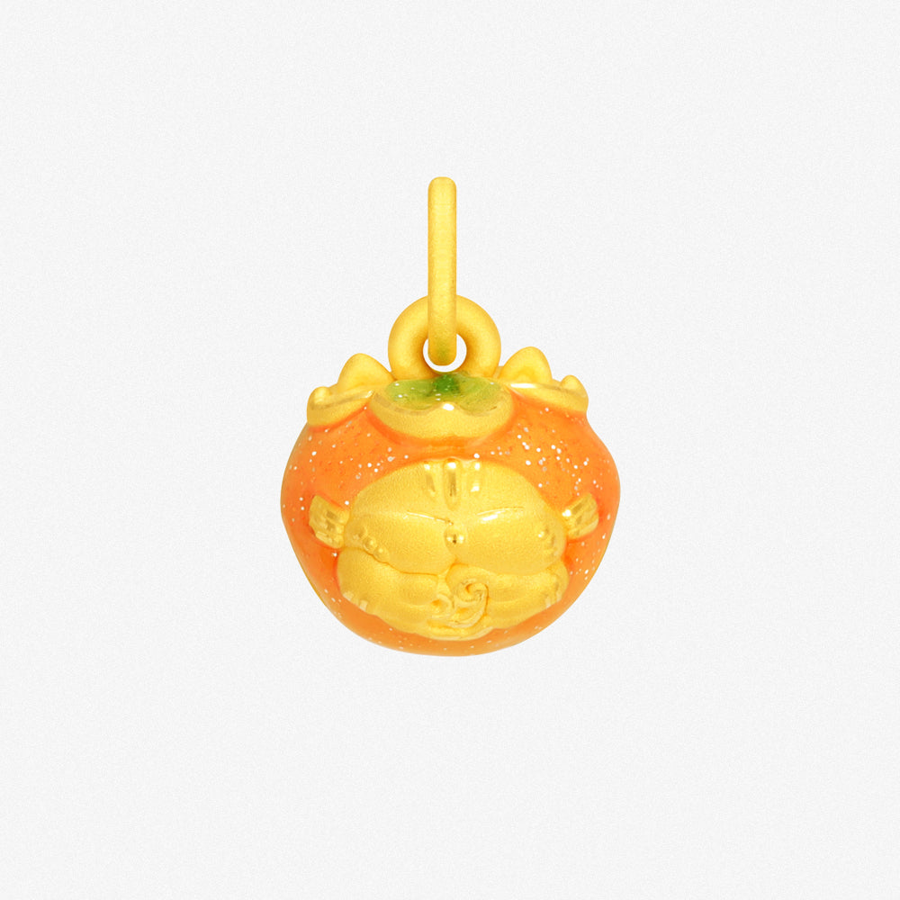 Wonderful Equation Series 24K Gold Persimmon Pixiu Charm