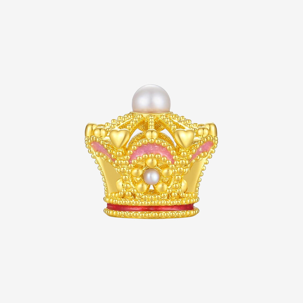 24K Gold Pearl Sweet Princess Crown Charm Set