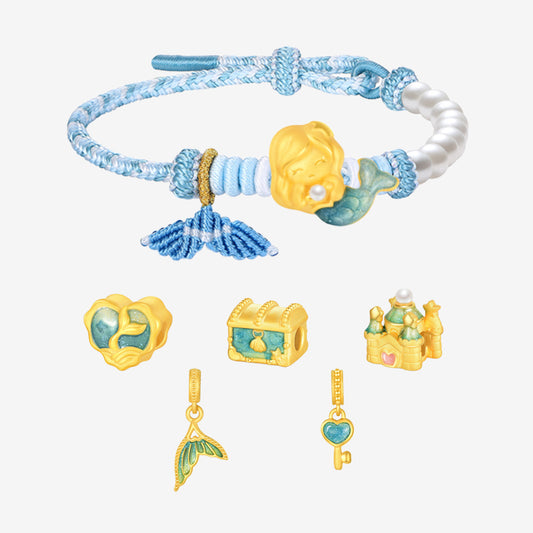 First Series 24K Gold Luminous Enamel Ocean Mermaid Series Charm Set