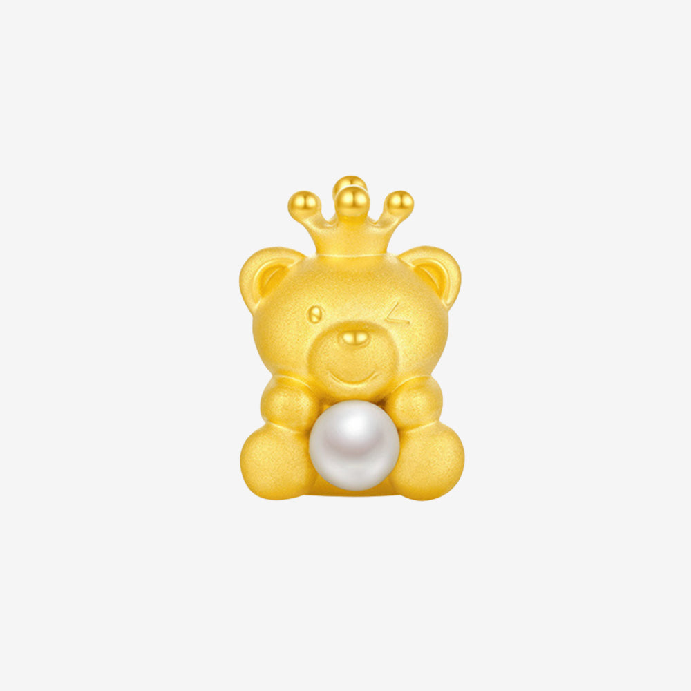 24K Gold Pearl Bear Prince Charm