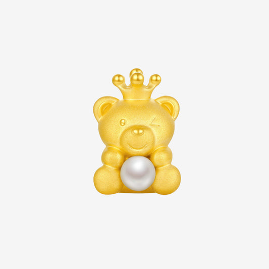 24K Gold Pearl Bear Prince Charm