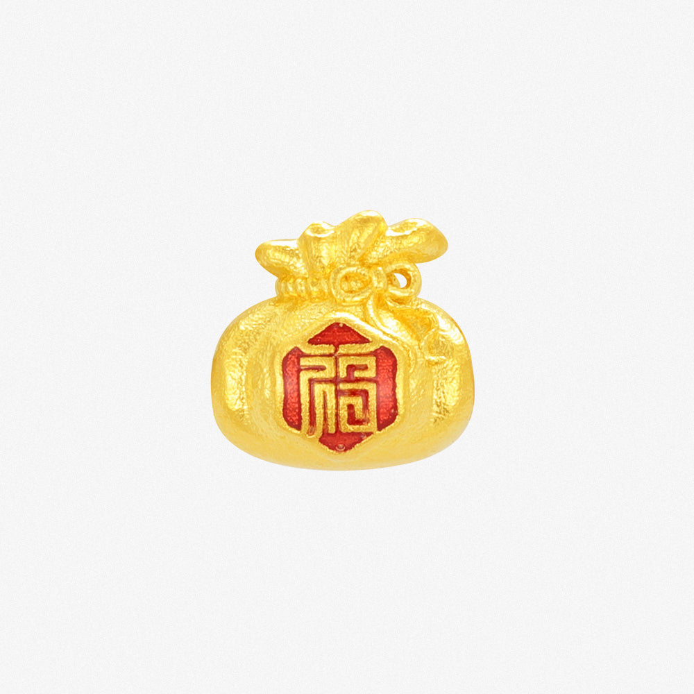 Wonderful Equation Series 24K Gold Lucky Fu Bag Charm