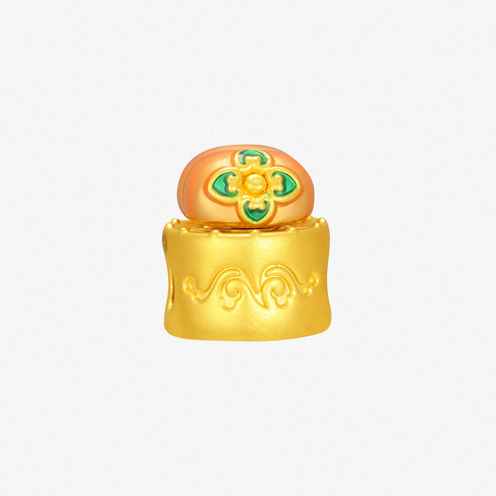 Wonderful Equation Series 24K Gold Rotatable Ruyi Persimmon Charm