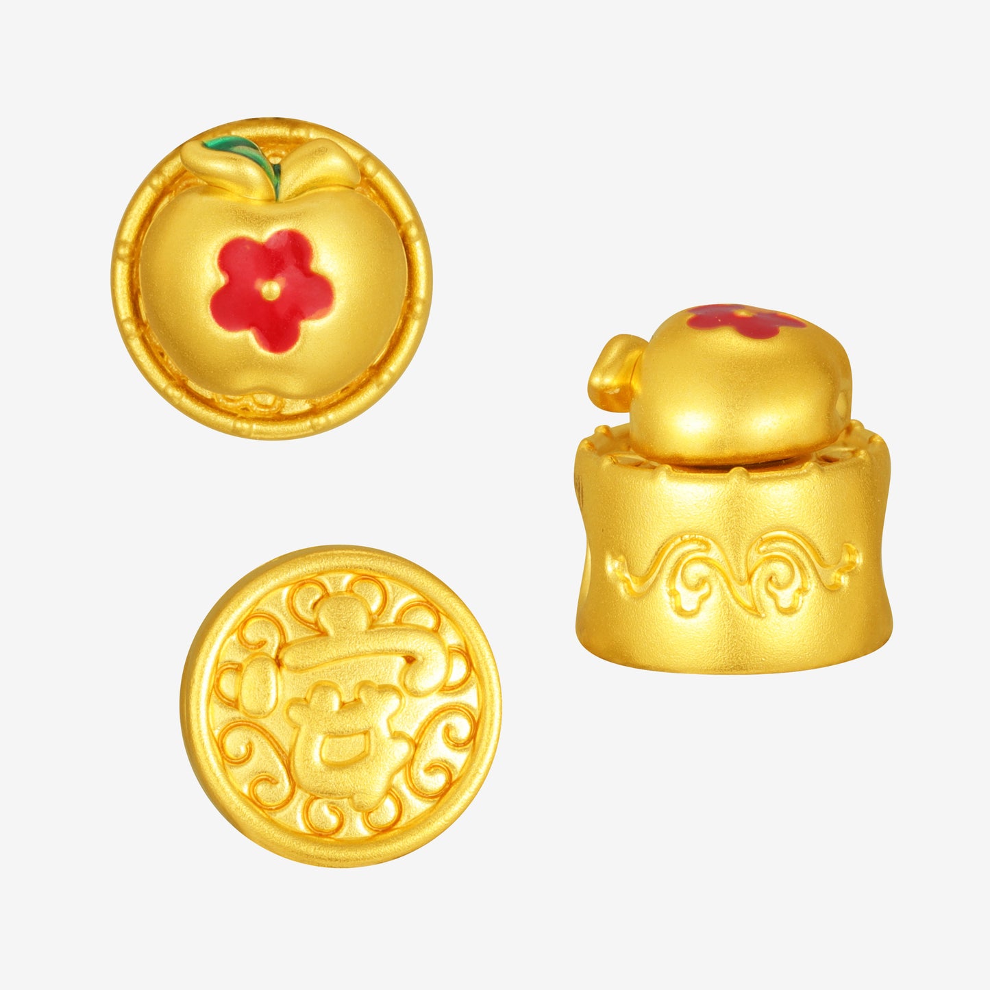 24K Gold Rotatable Apple Charm