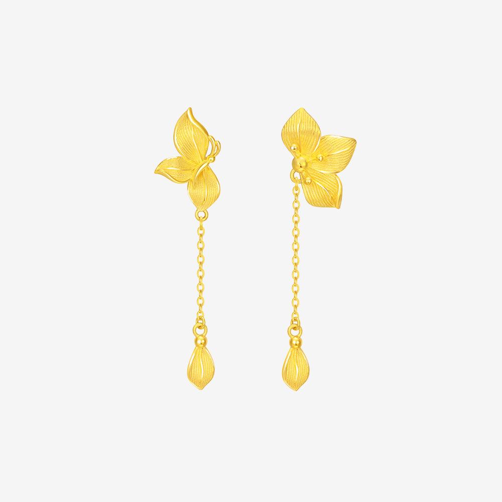 Happy Flower Wedding Series 24K Gold Flower Butterfly Jewelry Set