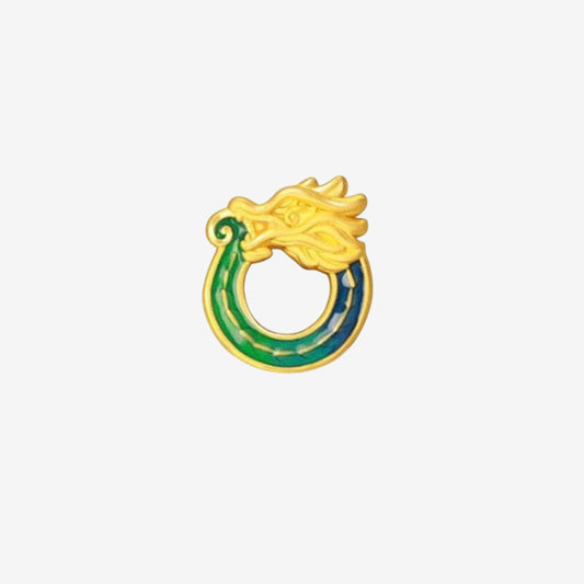 24K Gold Luminous Enamel Flying Dragon Buckle Charm