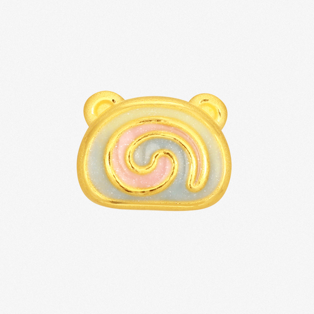 Wonderful Equation Series 24K Gold Bear Swiss Roll Cake Charm