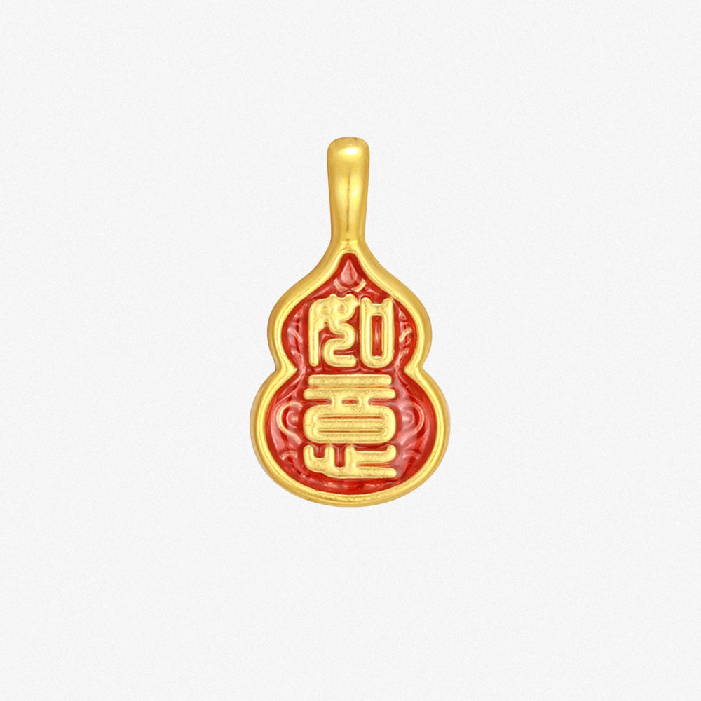 Wonderful Equation Series 24K Gold Ruyi Gourd Charm