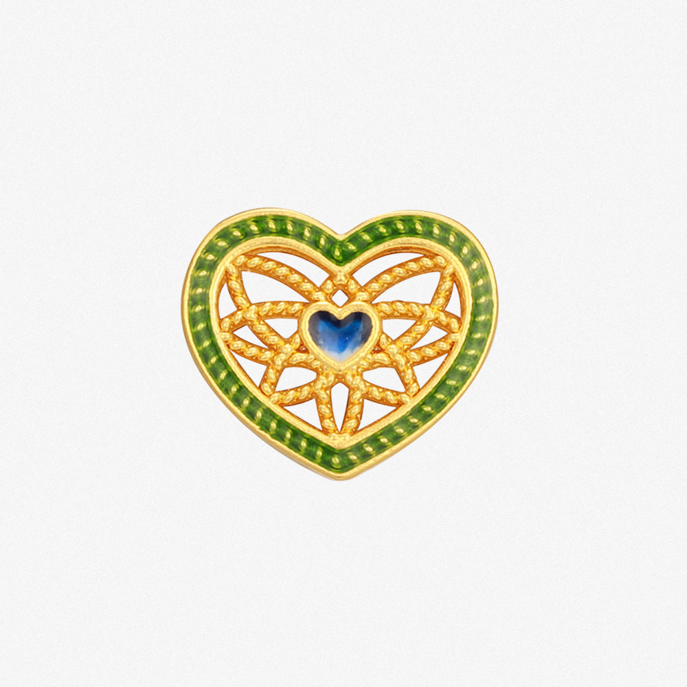 Wonderful Equation Series 24K Gold Hollow Carved Heart Charm