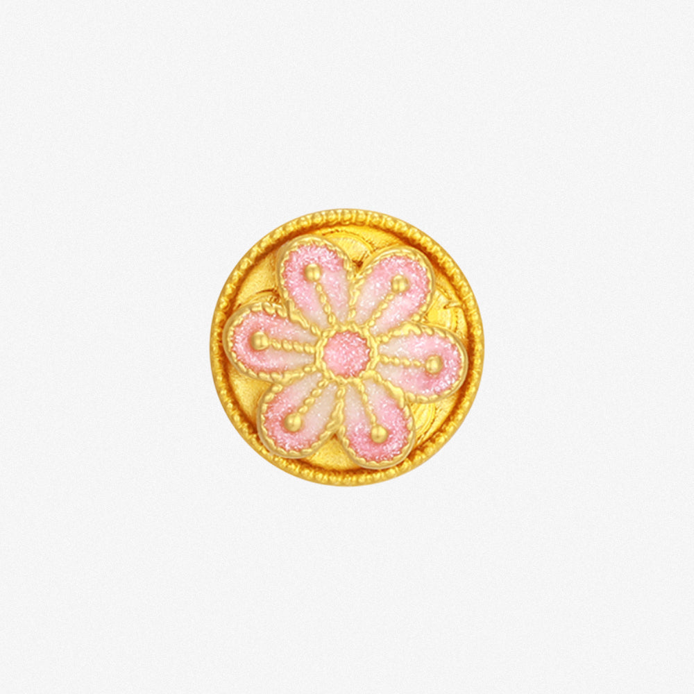 Wonderful Equation Series 24K Gold Filigree Peach Blossom Charm