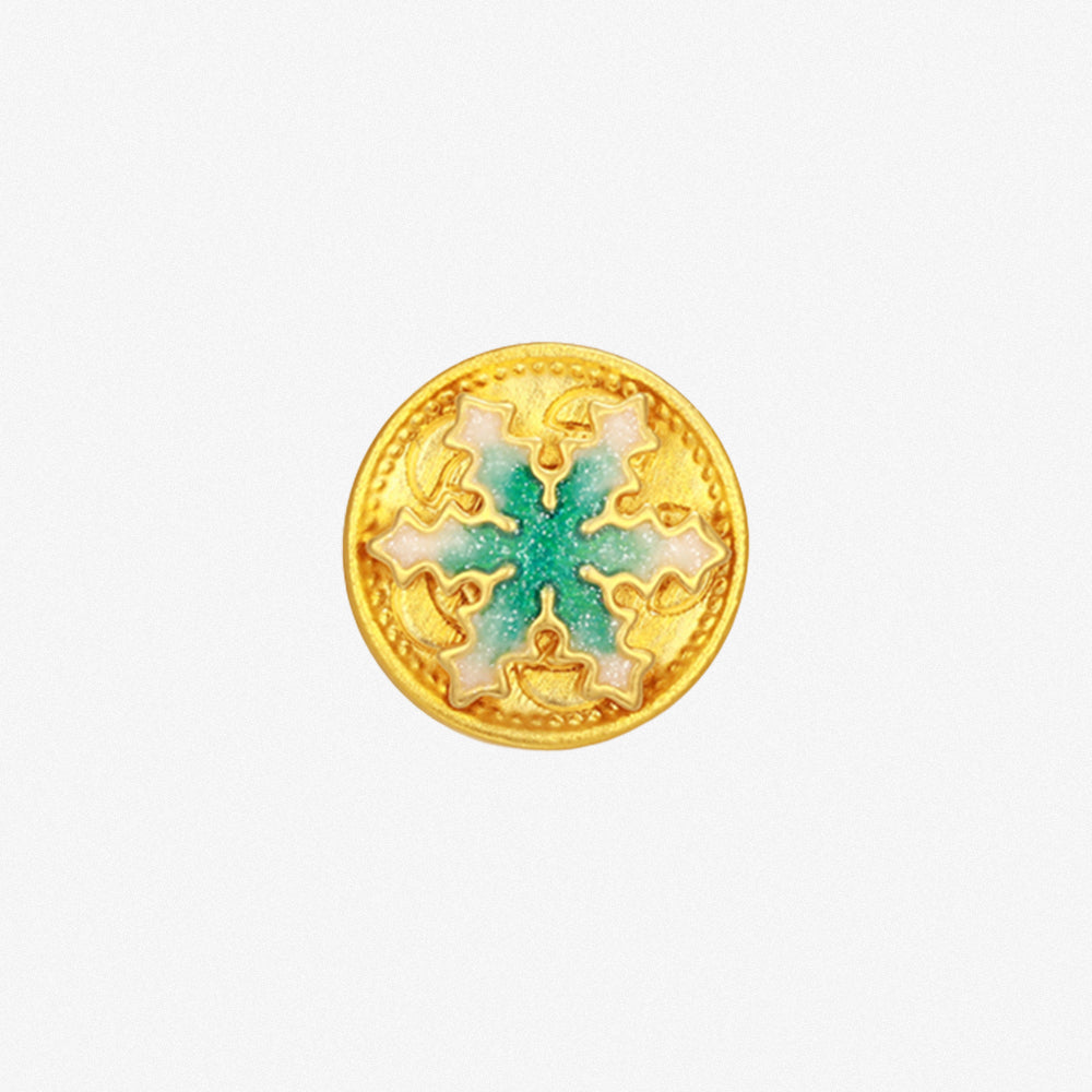 Wonderful Equation Series 24K Gold Enamel Snowflake Charm