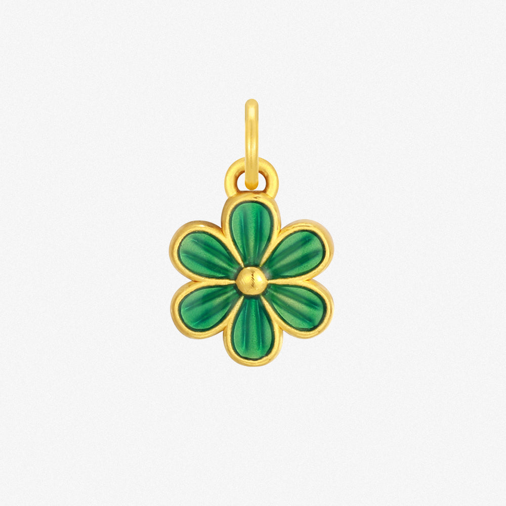 Wonderful Equation Series 24K Gold Green Flower Dangle Charm