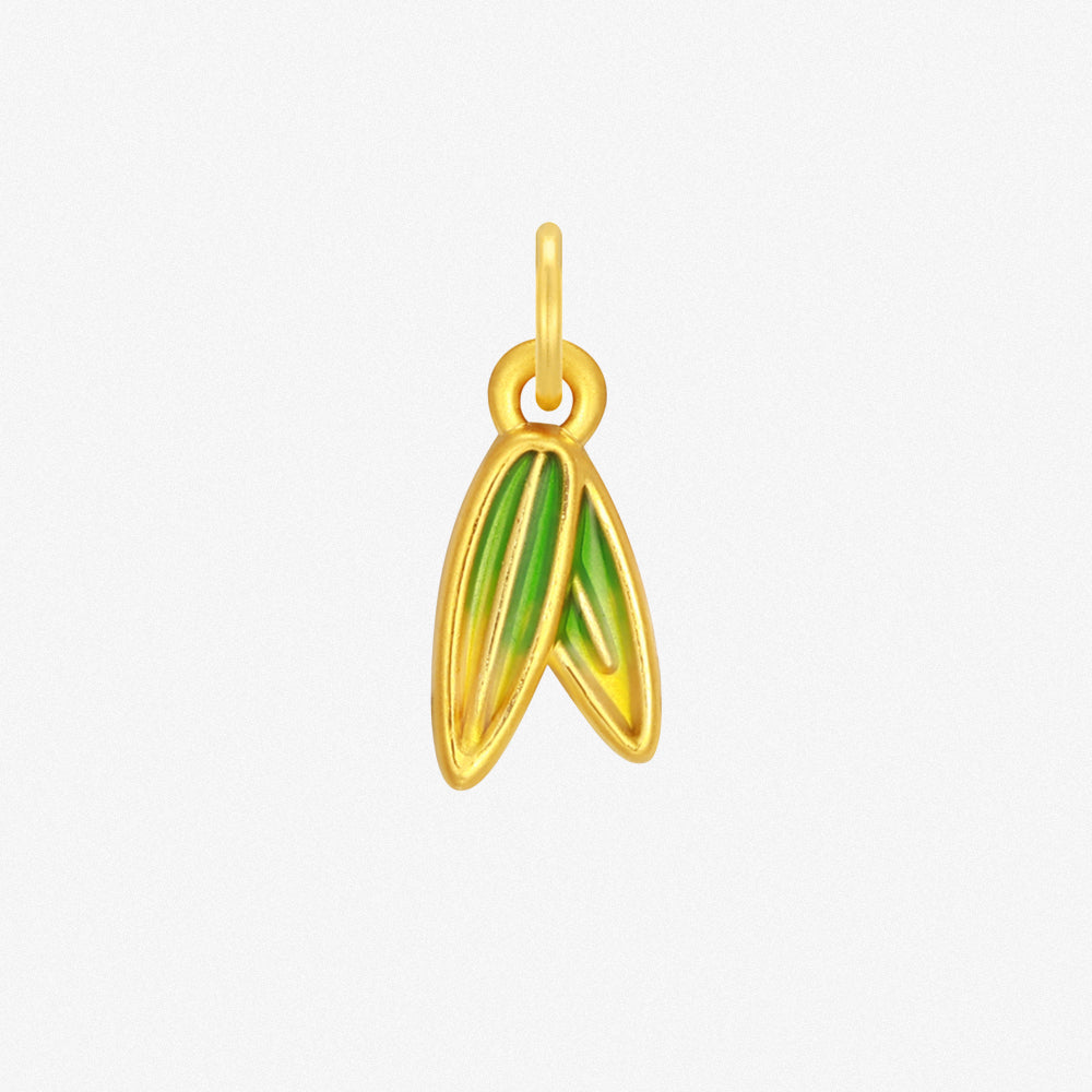 Wonderful Equation Series 24K Gold Bamboo Leaf Dangle Charm