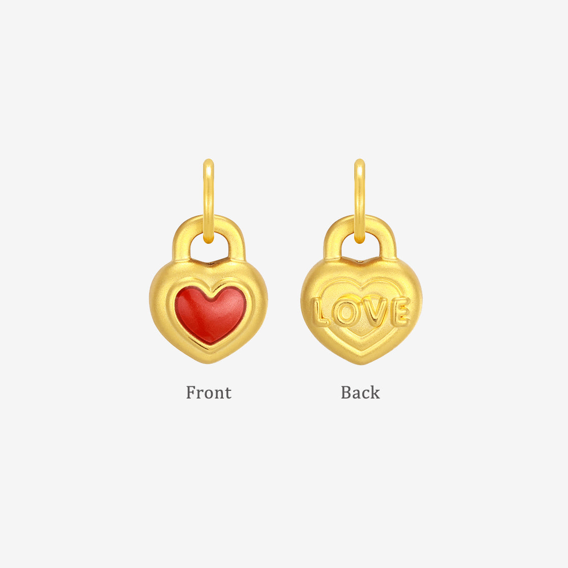 Wonderful Equation Series 24K Gold Red Heart Lock Dangle Charm