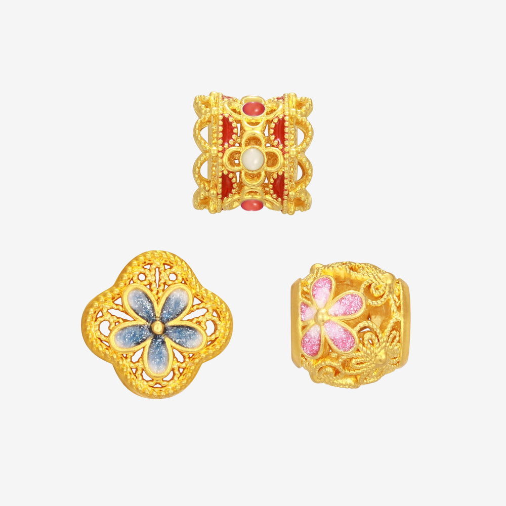 24K Gold Au999 Pure Gold Charms KID Enamel