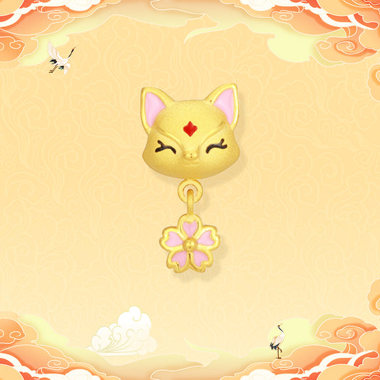 Wonderful Equation Series 24K Gold Peach Blossom Fox Fairy charm