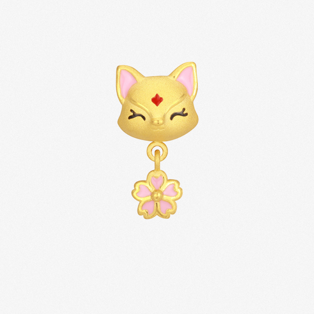 Wonderful Equation Series 24K Gold Peach Blossom Fox Fairy charm