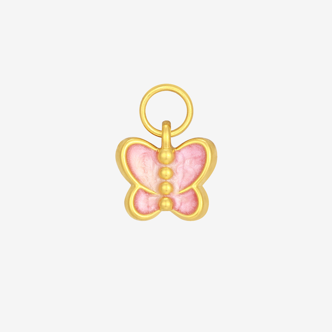 Wonderful Equation Series 24K Gold Pink Butterfly Dangle Charm