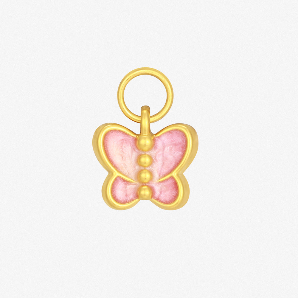 Wonderful Equation Series 24K Gold Pink Butterfly Dangle Charm