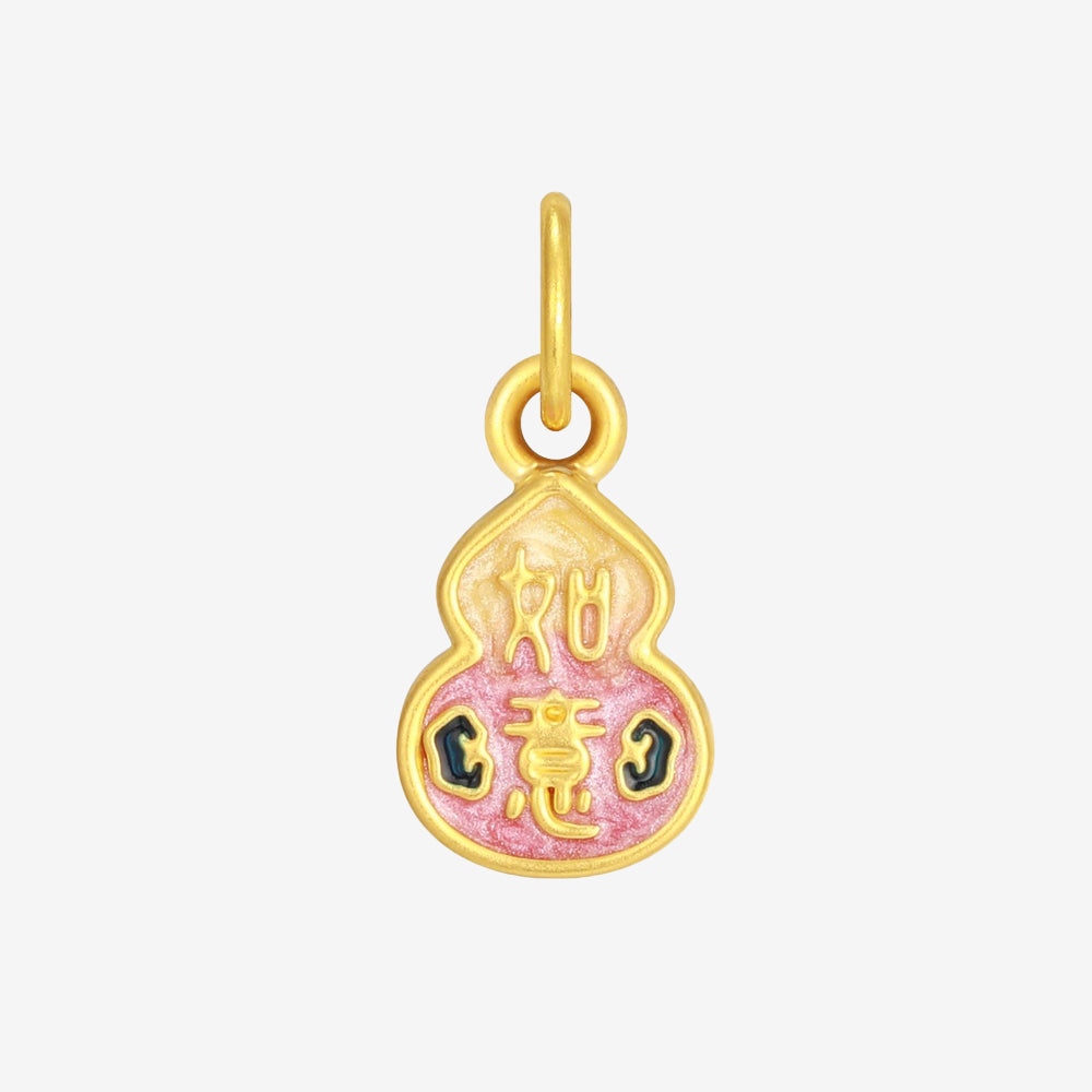 Children's Series 24K Gold Pink Hulu Gourd Dangle Charm