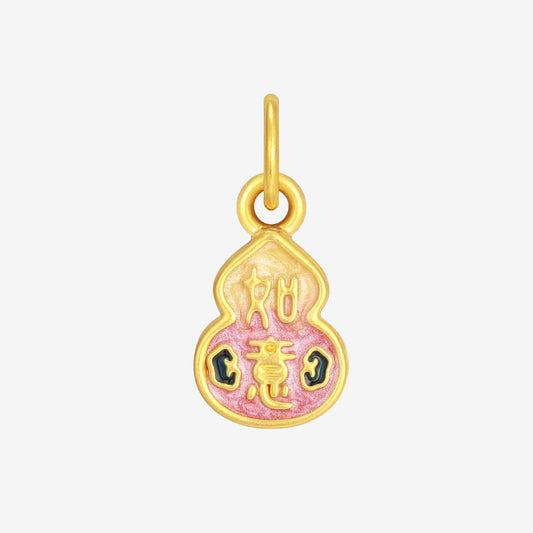 Children's Series 24K Gold Pink Hulu Gourd Dangle Charm