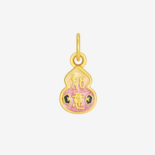 Children's Series 24K Gold Pink Hulu Gourd Dangle Charm