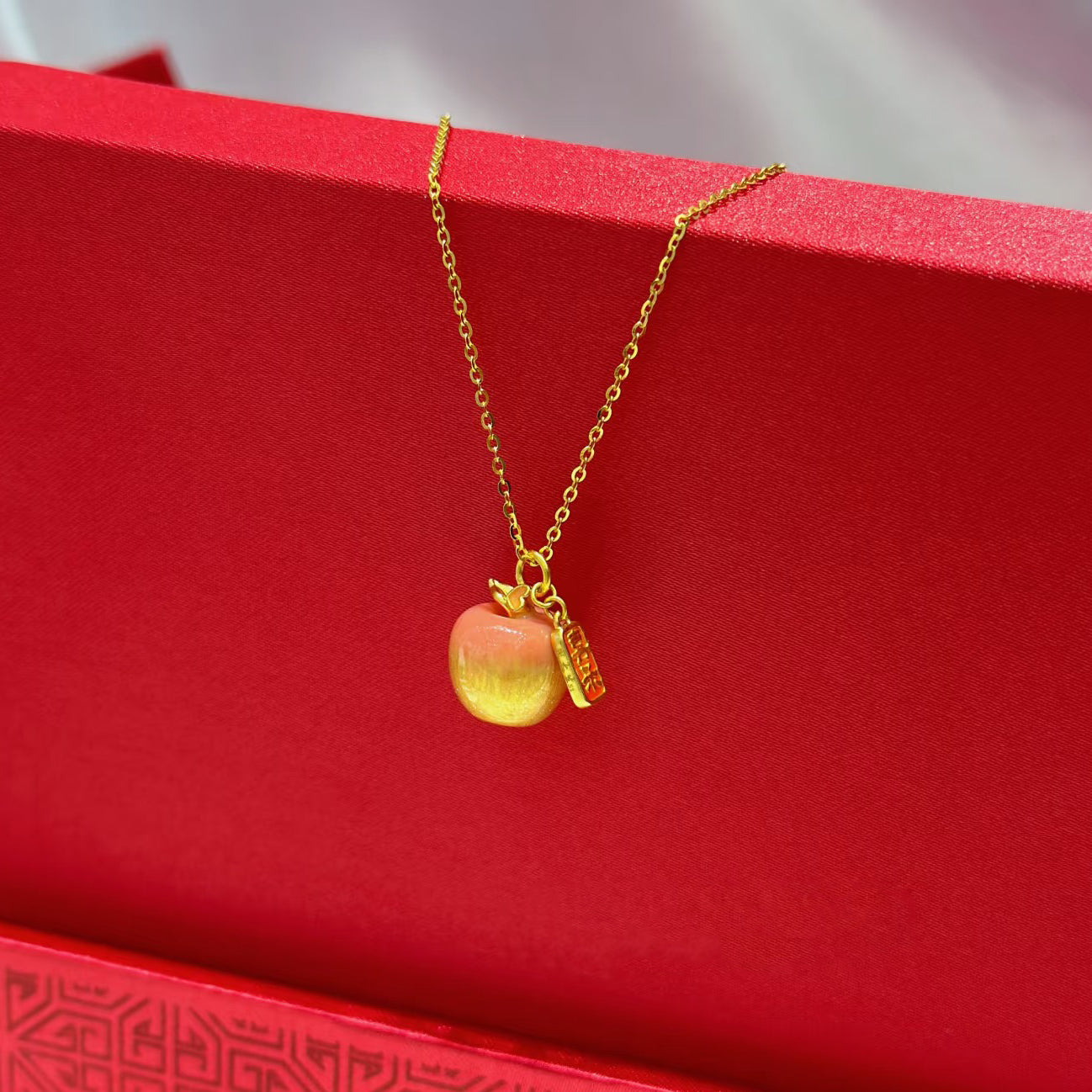 24K Gold Temperature Color Change Enamel Apple Charm