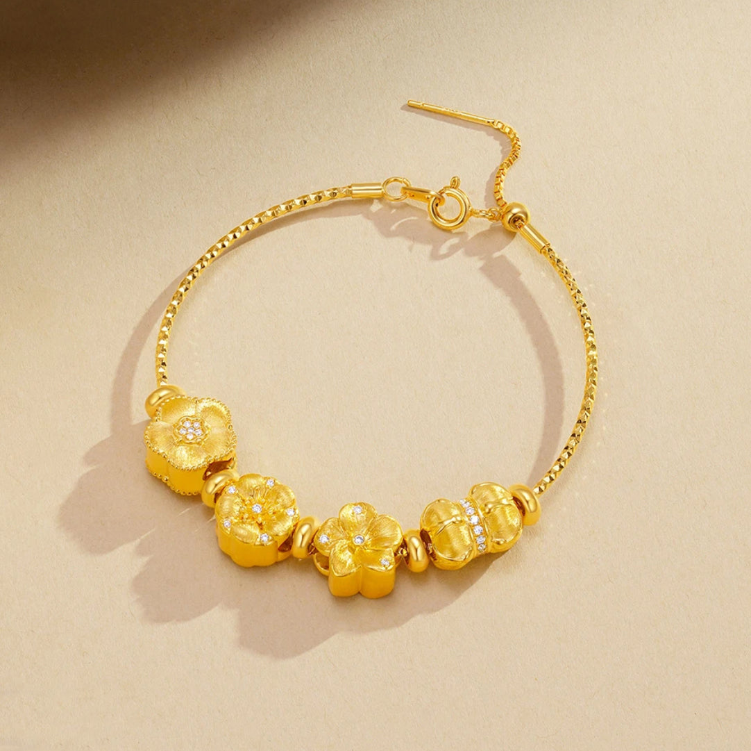[Pre-order] Twelve Gods of Flowers Series 24K Gold Diamond Lucky Flower Charm